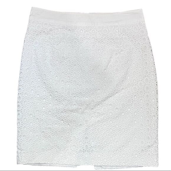 CALVIN KLEIN COTTON EYELET PENCIL SKIRT WHITE 4 PETITE - Picture 4 of 7